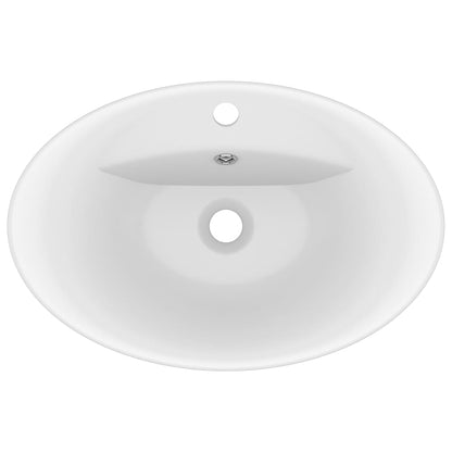 Luxus-Waschbecken Überlauf Oval Matt-Weiß 58,5x39 cm Keramik - Pazzar.ch