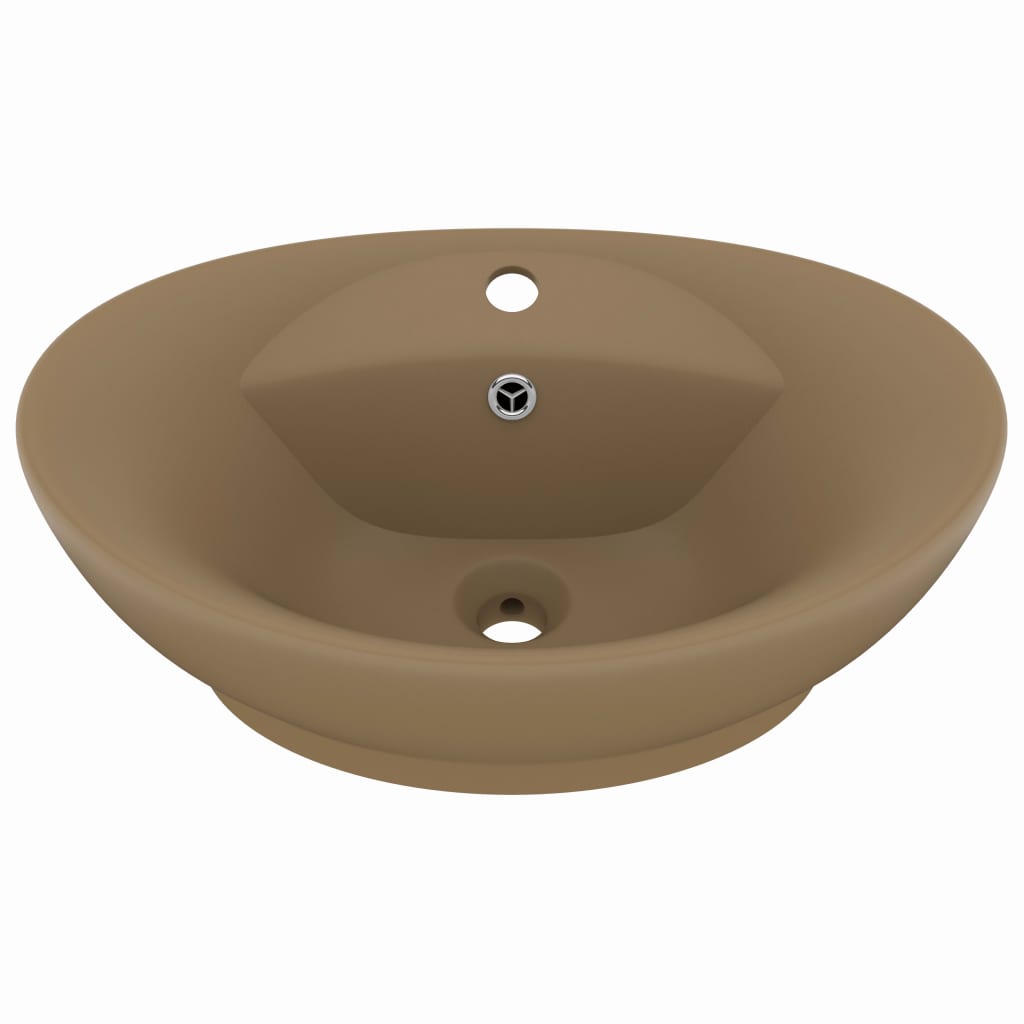 Luxus-Waschbecken Überlauf Oval Matt Creme 58,5x39cm Keramik - Pazzar.ch