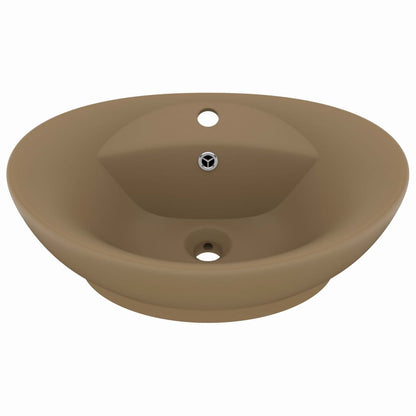 Luxus-Waschbecken Überlauf Oval Matt Creme 58,5x39cm Keramik - Pazzar.ch