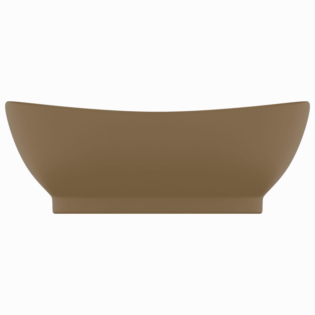 Luxus-Waschbecken Überlauf Oval Matt Creme 58,5x39cm Keramik