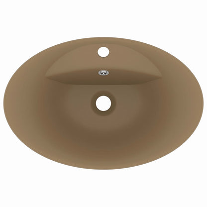 Luxus-Waschbecken Überlauf Oval Matt Creme 58,5x39cm Keramik - Pazzar.ch