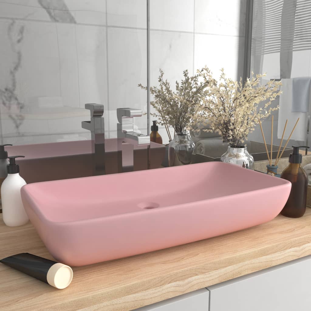 Luxus-Waschbecken Rechteckig Matt Rosa 71x38 cm Keramik - Pazzar.ch