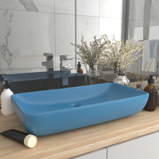 Luxus-Waschbecken Rechteckig Matt Hellblau 71x38 cm Keramik - Pazzar.ch