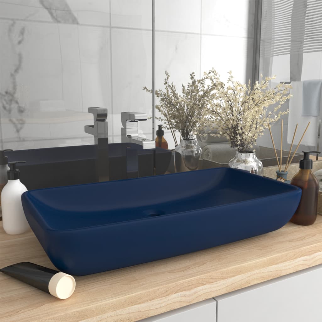 Luxus-Waschbecken Rechteckig Matt Dunkelblau 71x38 cm Keramik - Pazzar.ch