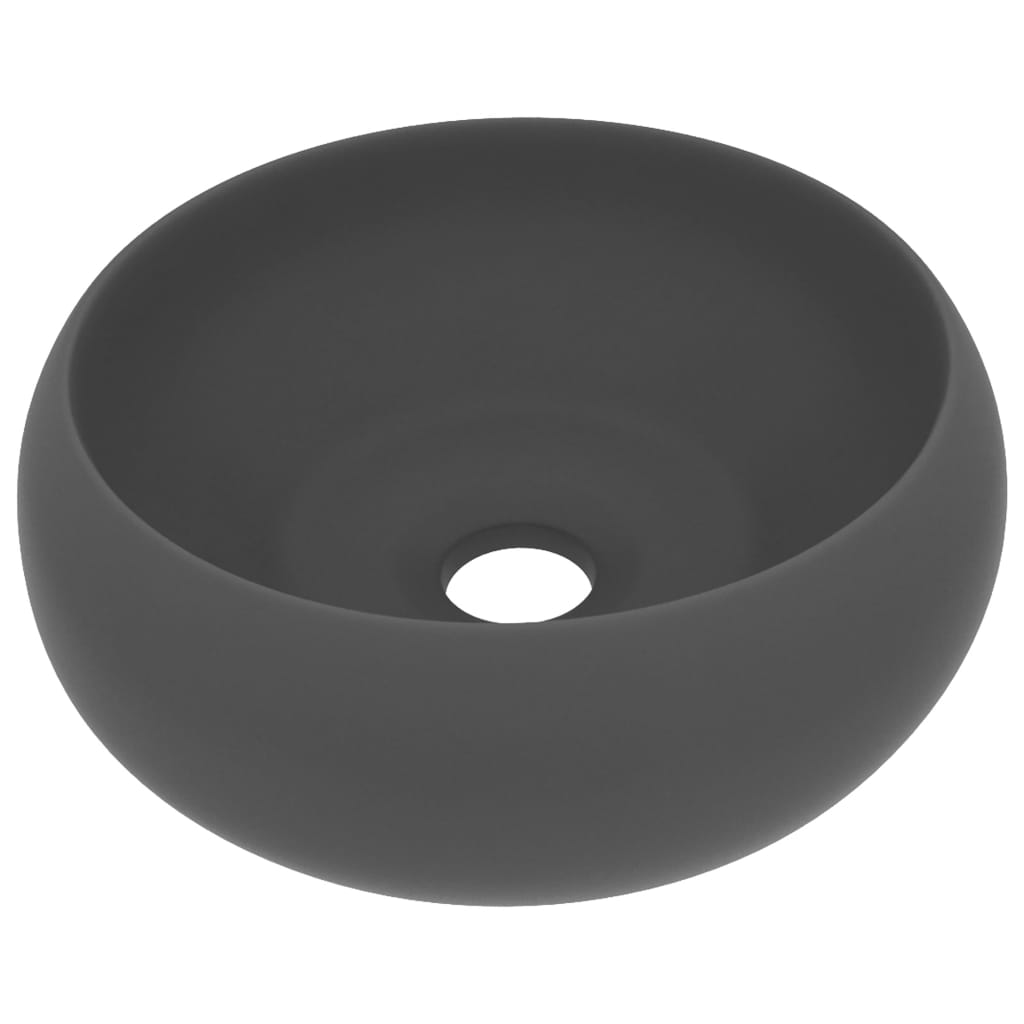 Luxuriöses Waschbecken Rund Matt Dunkelgrau 40x15 cm Keramik - Pazzar.ch