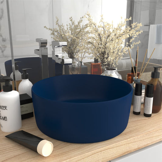 Luxuriöses Waschbecken Rund Matt Dunkelblau 40x15 cm Keramik - Pazzar.ch