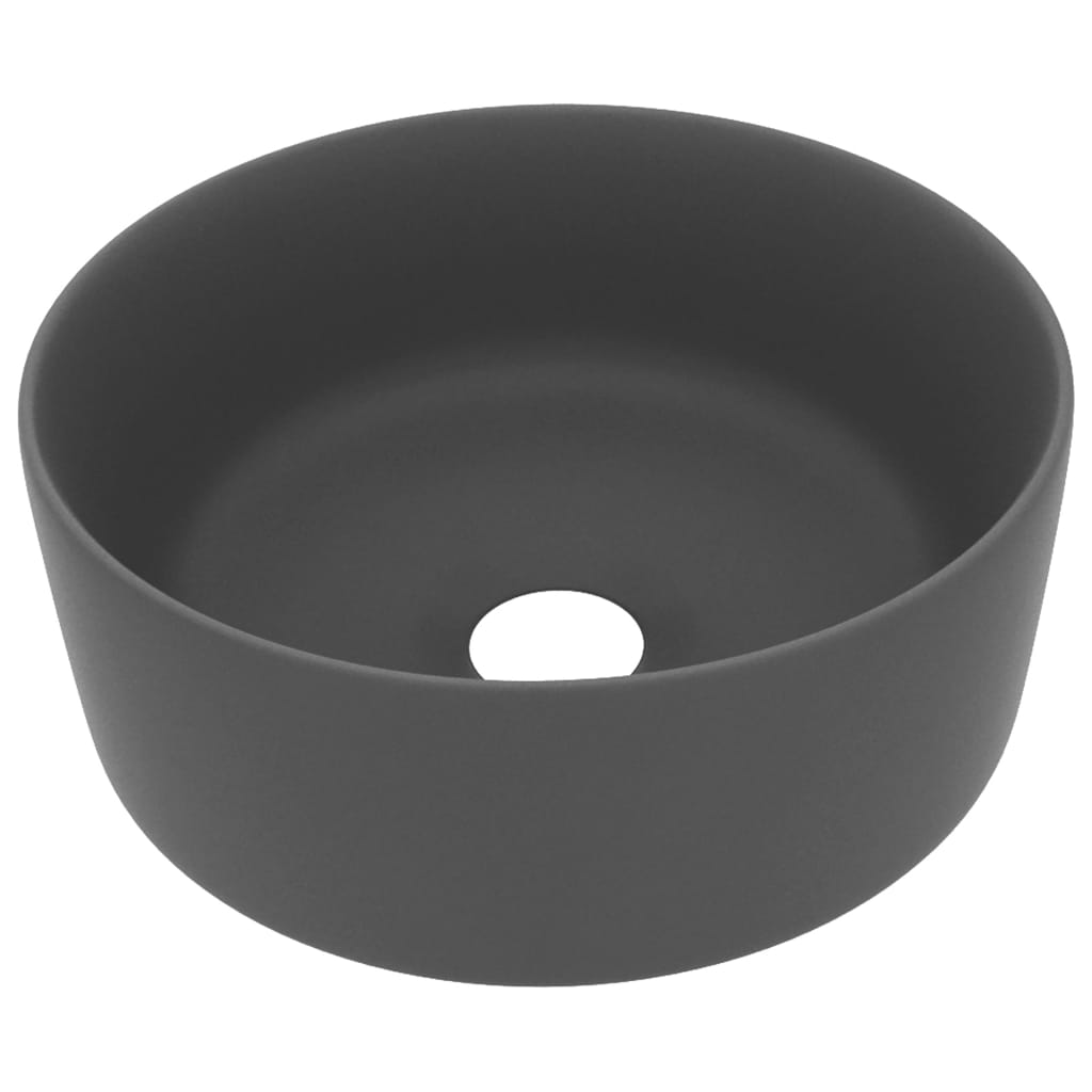 Luxuriöses Waschbecken Rund Matt Dunkelgrau 40x15 cm Keramik - Pazzar.ch