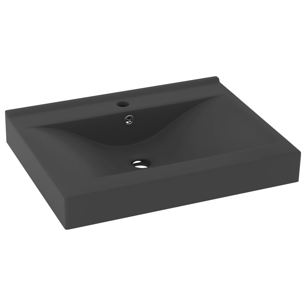 Luxus-Waschbecken mit Hahnloch Matt-Dunkelgrau 60x46 cm Keramik - Pazzar.ch