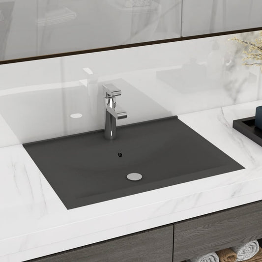 Luxus-Waschbecken mit Hahnloch Matt-Dunkelgrau 60x46 cm Keramik - Pazzar.ch
