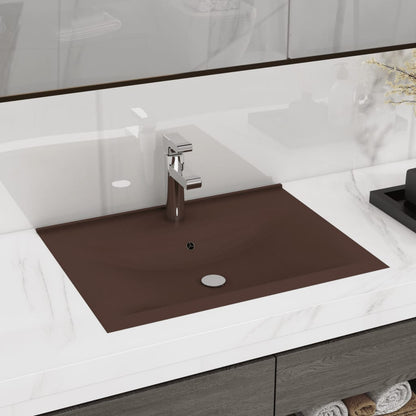 Luxus-Waschbecken mit Hahnloch Matt-Dunkelbraun 60x46cm Keramik - Pazzar.ch