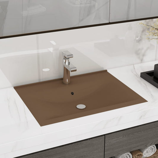 Luxus-Waschbecken mit Hahnloch Matt-Creme 60x46 cm Keramik - Pazzar.ch