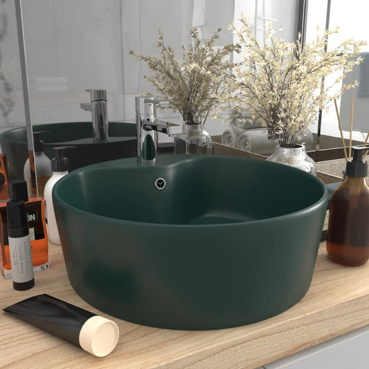 Luxus-Waschbecken mit Überlauf Matt Dunkelgrün 36x13 cm Keramik - Pazzar.ch