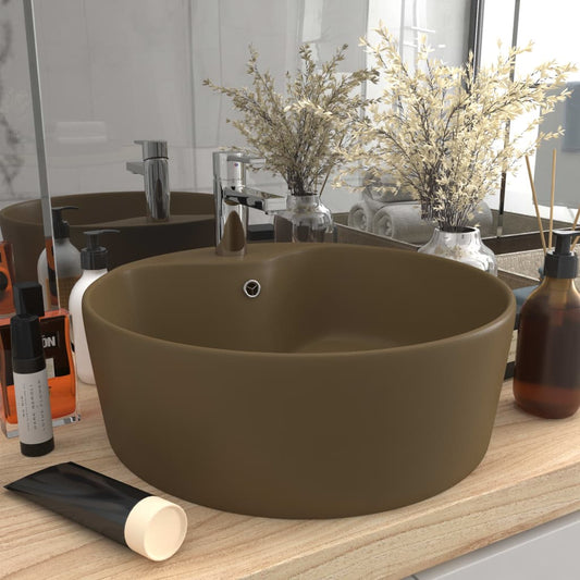 Luxus-Waschbecken mit Überlauf Matt Creme 36x13 cm Keramik - Pazzar.ch