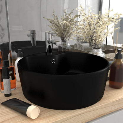 Luxus-Waschbecken mit Überlauf Matt-Schwarz 36x13 cm Keramik - Pazzar.ch