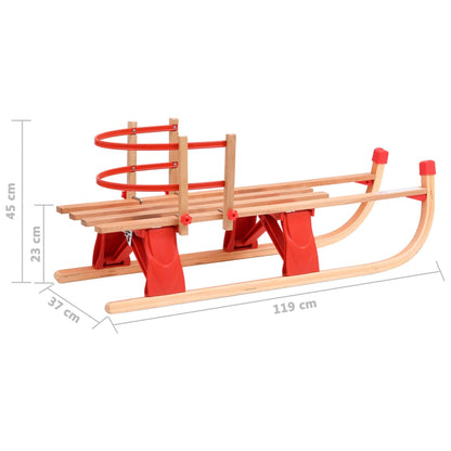 Klappschlitten mit Rückenlehne 119 cm Holz - Pazzar.ch