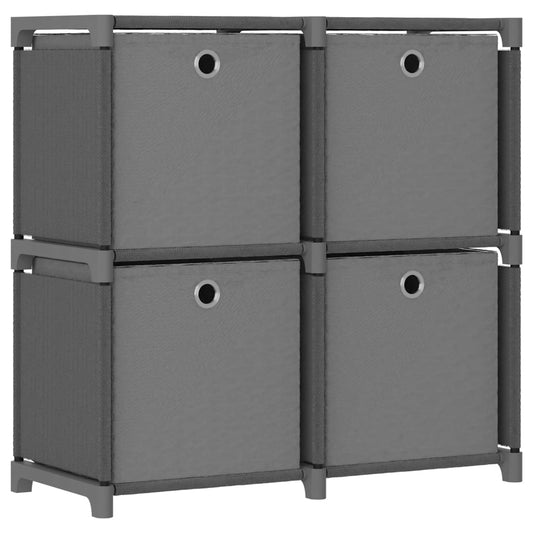 Würfelregal mit 4 Boxen Grau 69x30x72,5 cm Stoff - Pazzar.ch