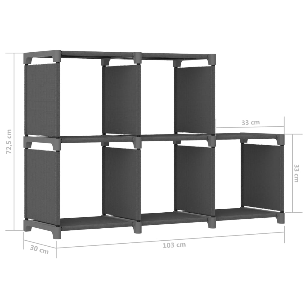 Würfel-Regal 5 Fächer Grau 103x30x72,5 cm Stoff - Pazzar.ch
