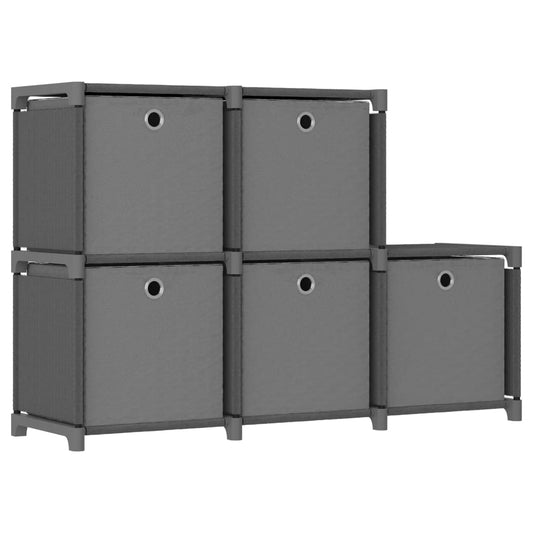Würfel-Regal mit Boxen 5 Fächer Grau 103x30x72,5 cm Stoff - Pazzar.ch