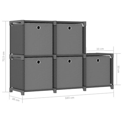 Würfel-Regal mit Boxen 5 Fächer Grau 103x30x72,5 cm Stoff - Pazzar.ch