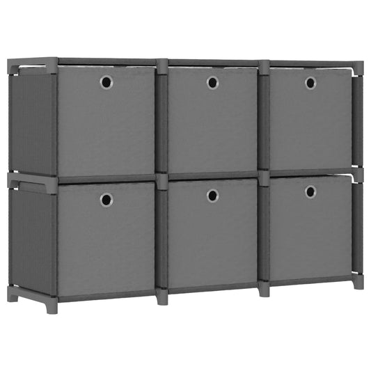 Würfelregal mit 6 Boxen Grau 103x30x72,5 cm Stoff - Pazzar.ch