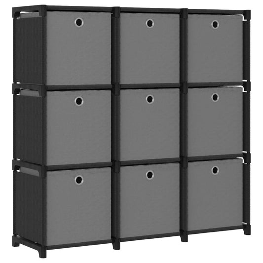 Würfelregal mit 9 Boxen Schwarz 103x30x107,5 cm Stoff - Pazzar.ch