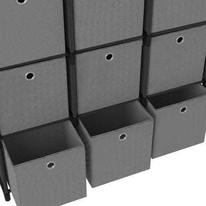 Würfelregal mit 9 Boxen Schwarz 103x30x107,5 cm Stoff - Pazzar.ch