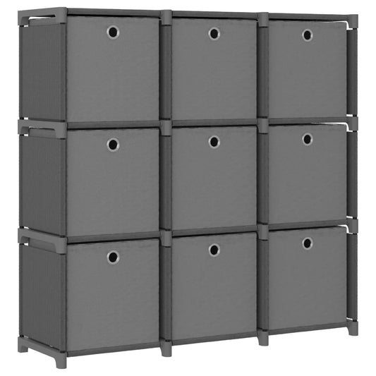 Würfelregal mit 9 Boxen Grau 103x30x107,5 cm Stoff - Pazzar.ch