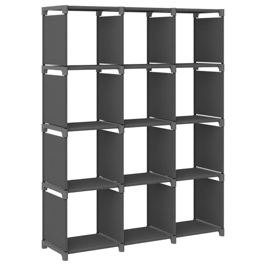 Würfel-Regal 12 Fächer Grau 103x30x141 cm Stoff - Pazzar.ch