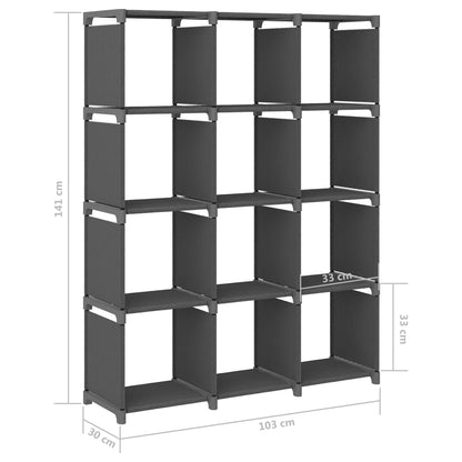Würfel-Regal 12 Fächer Grau 103x30x141 cm Stoff - Pazzar.ch