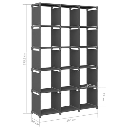 Würfel-Regal 15 Fächer Grau 103x30x175,5 cm Stoff - Pazzar.ch