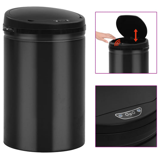 Automatischer Sensor-Mülleimer 30 L Kohlenstoffstahl Schwarz - Pazzar.ch