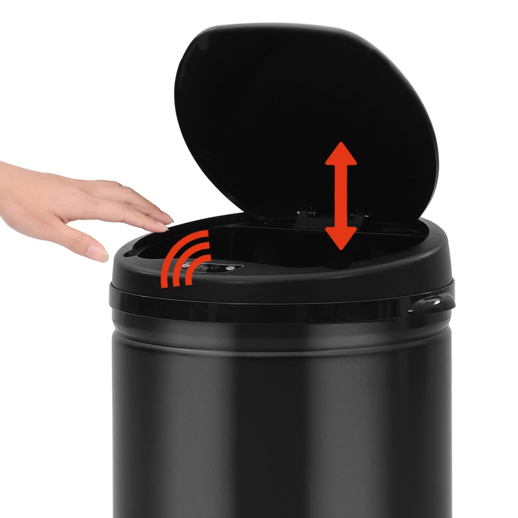 Automatischer Sensor-Mülleimer 50 L Kohlenstoffstahl Schwarz - Pazzar.ch