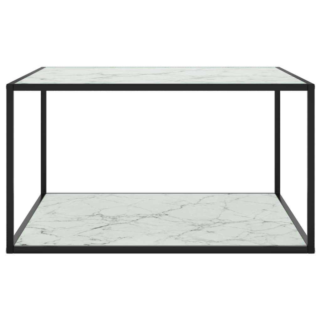 Couchtisch Schwarz mit Weißem Glas Marmor-Optik 90x90x50 cm - Pazzar.ch