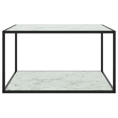Couchtisch Schwarz mit Weißem Glas Marmor-Optik 90x90x50 cm - Pazzar.ch