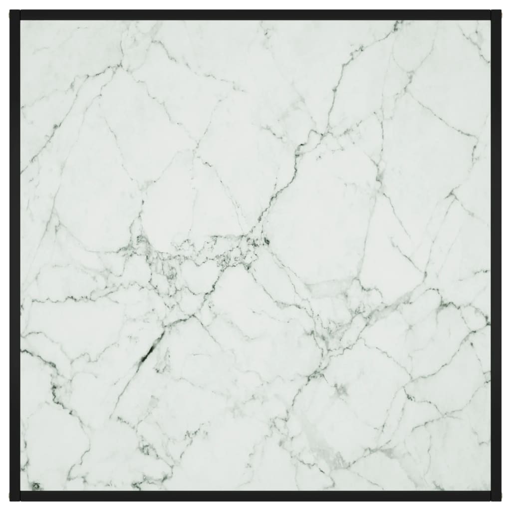 Couchtisch Schwarz mit Weißem Glas Marmor-Optik 90x90x50 cm - Pazzar.ch