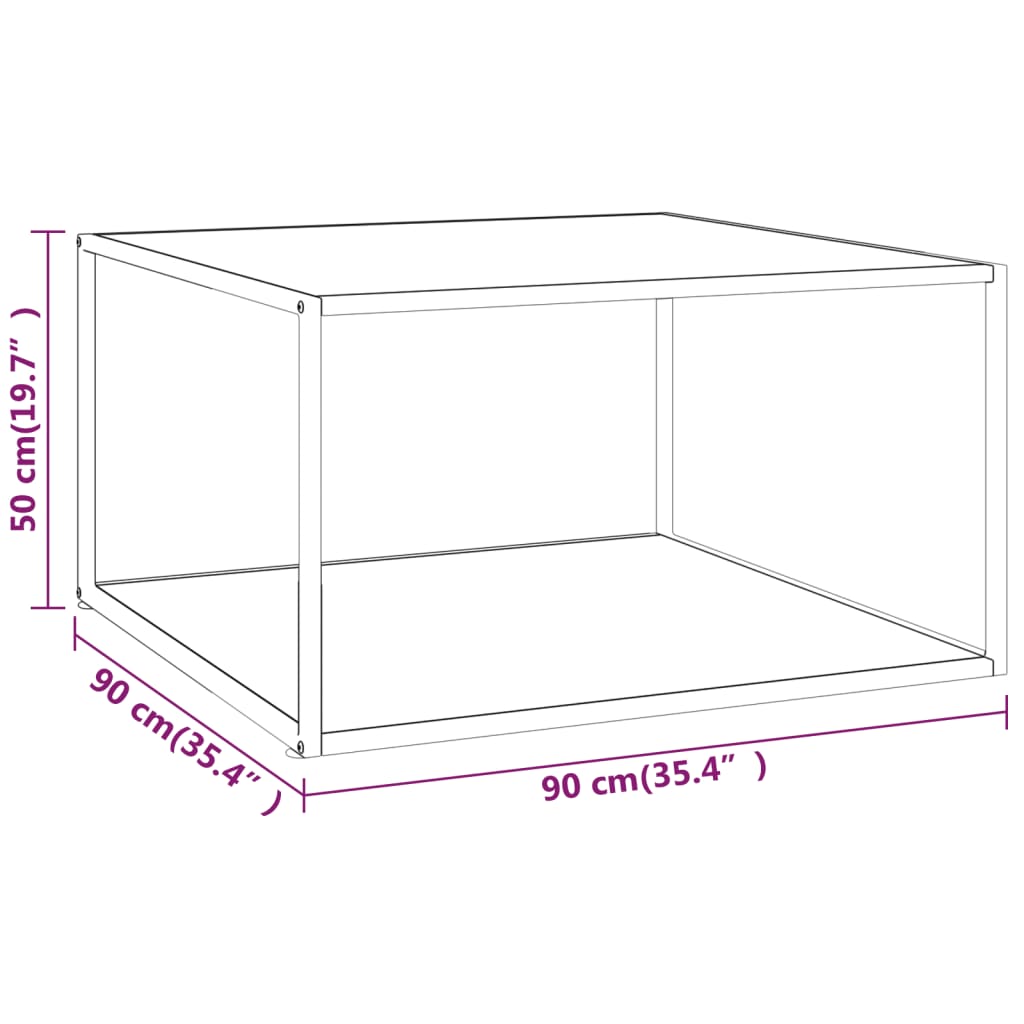 Couchtisch Schwarz mit Weißem Glas Marmor-Optik 90x90x50 cm - Pazzar.ch