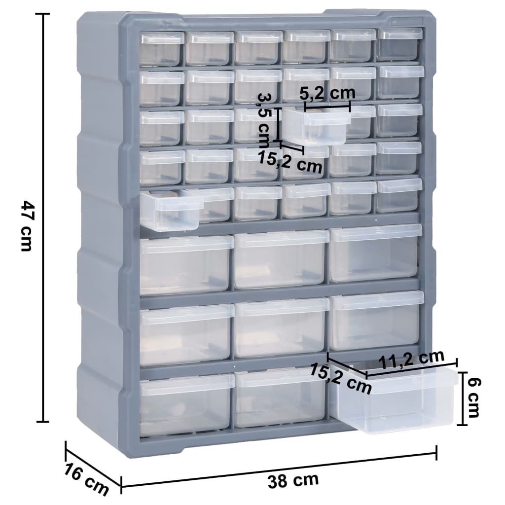 Multi-Schubladen-Organizer mit 39 Schubladen 38x16x47 cm - Pazzar.ch