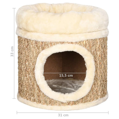 Katzenhaus mit Luxuriösem Katzenbett 33 cm Seegras - Pazzar.ch
