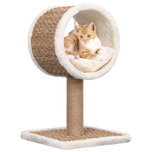 Katzen-Kratzbaum mit Tunnel und Spielzeug 56 cm Seegras - Pazzar.ch