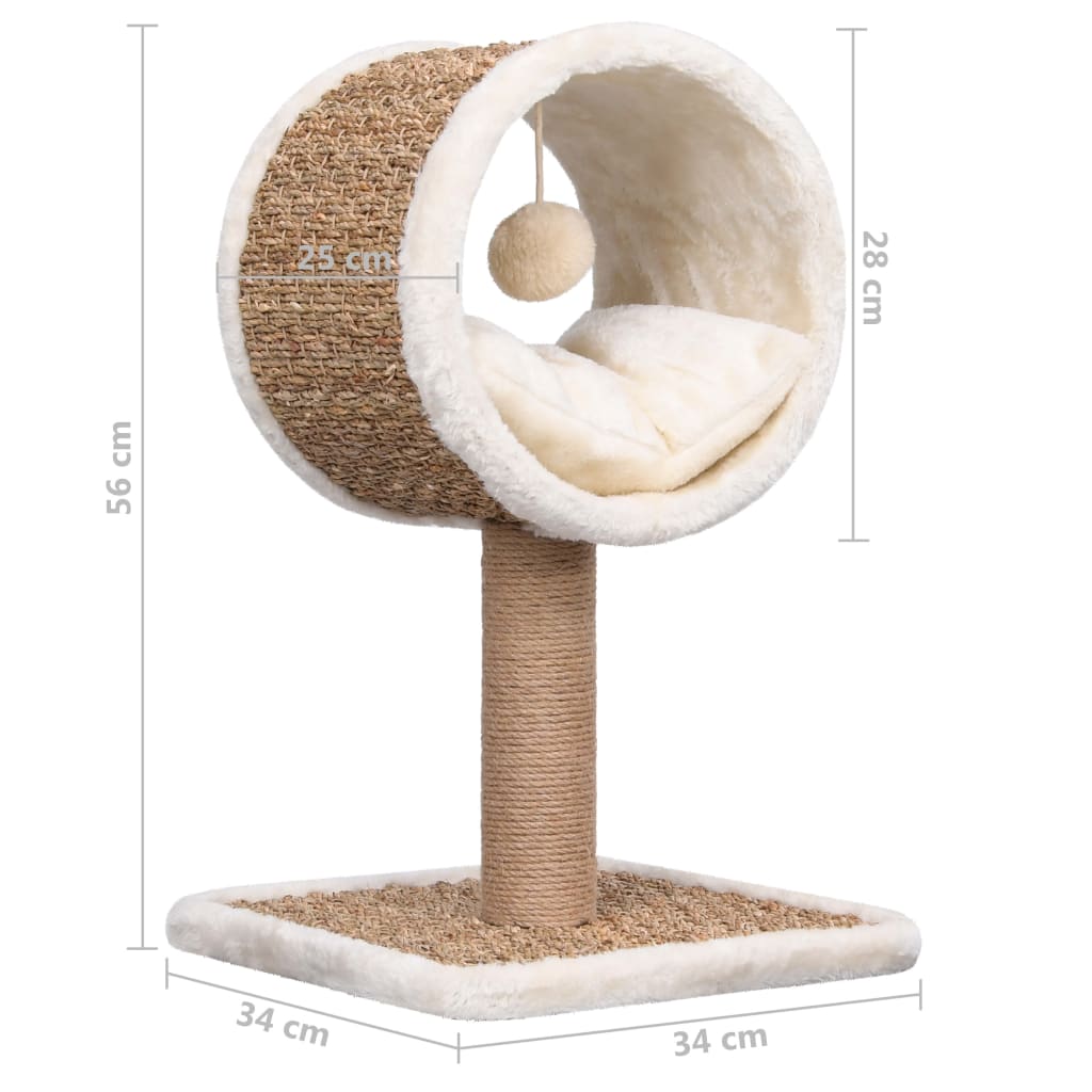 Katzen-Kratzbaum mit Tunnel und Spielzeug 56 cm Seegras - Pazzar.ch