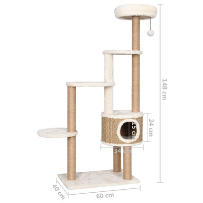 Katzen-Kratzbaum mit Luxuriösem Kissen 148 cm Seegras - Pazzar.ch