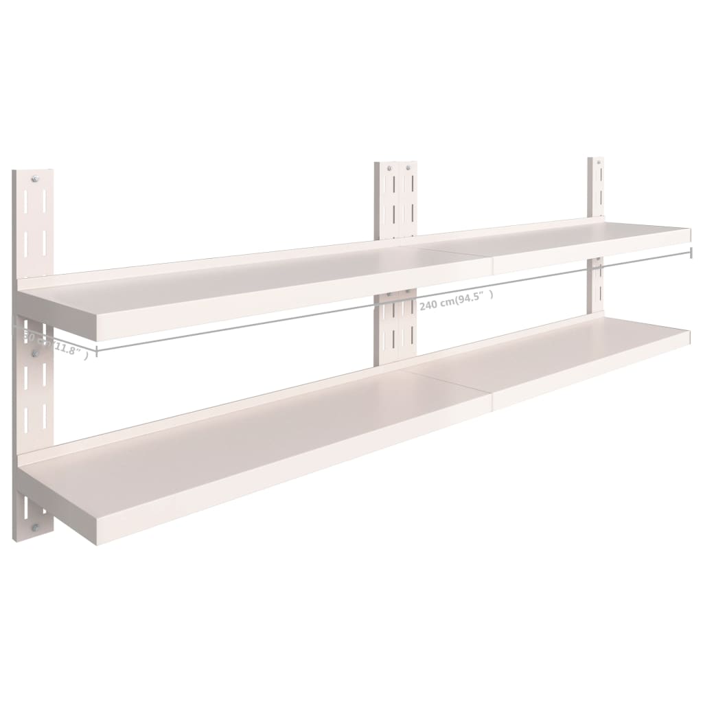 2-stufige Schwebende Wandregale 2 Stk. Edelstahl 240×30 cm - Pazzar.ch