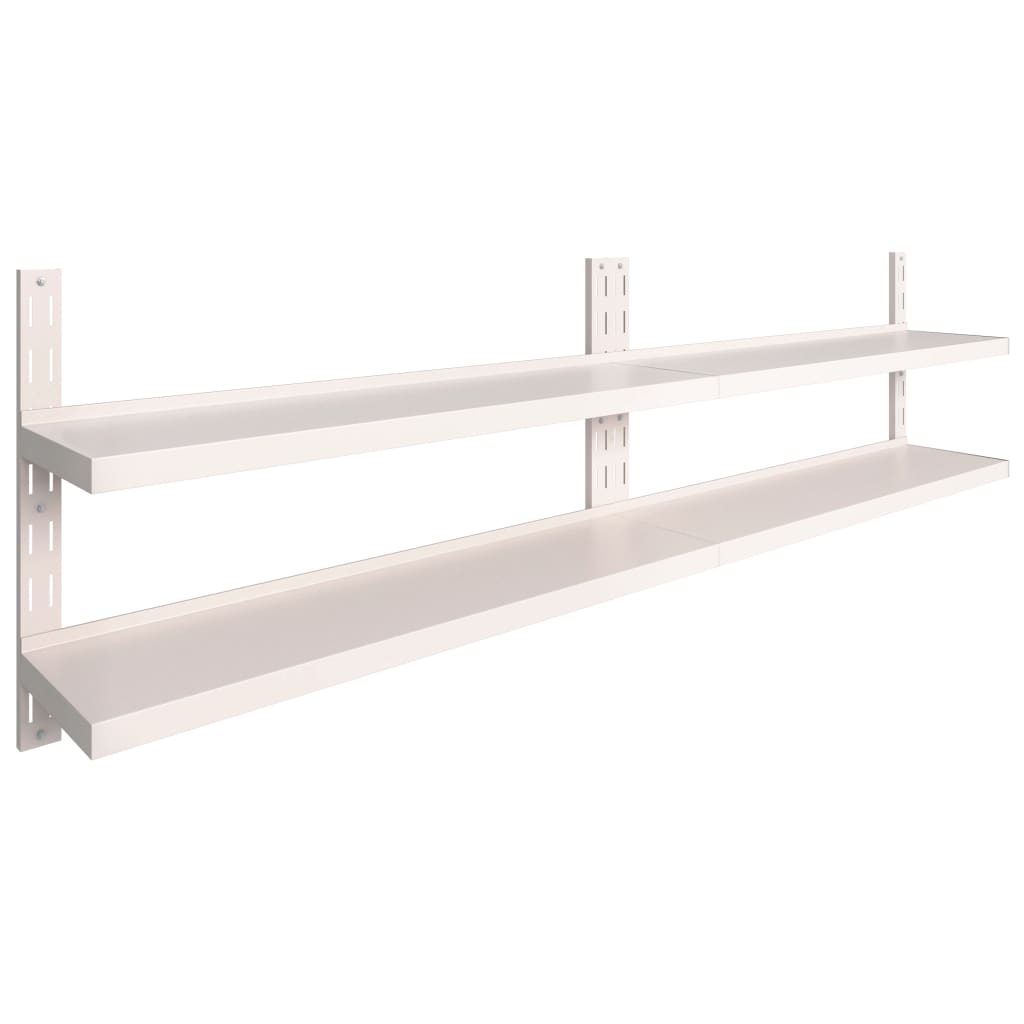 2-stufige Schwebende Wandregale 2 Stk. Edelstahl 300×30 cm - Pazzar.ch