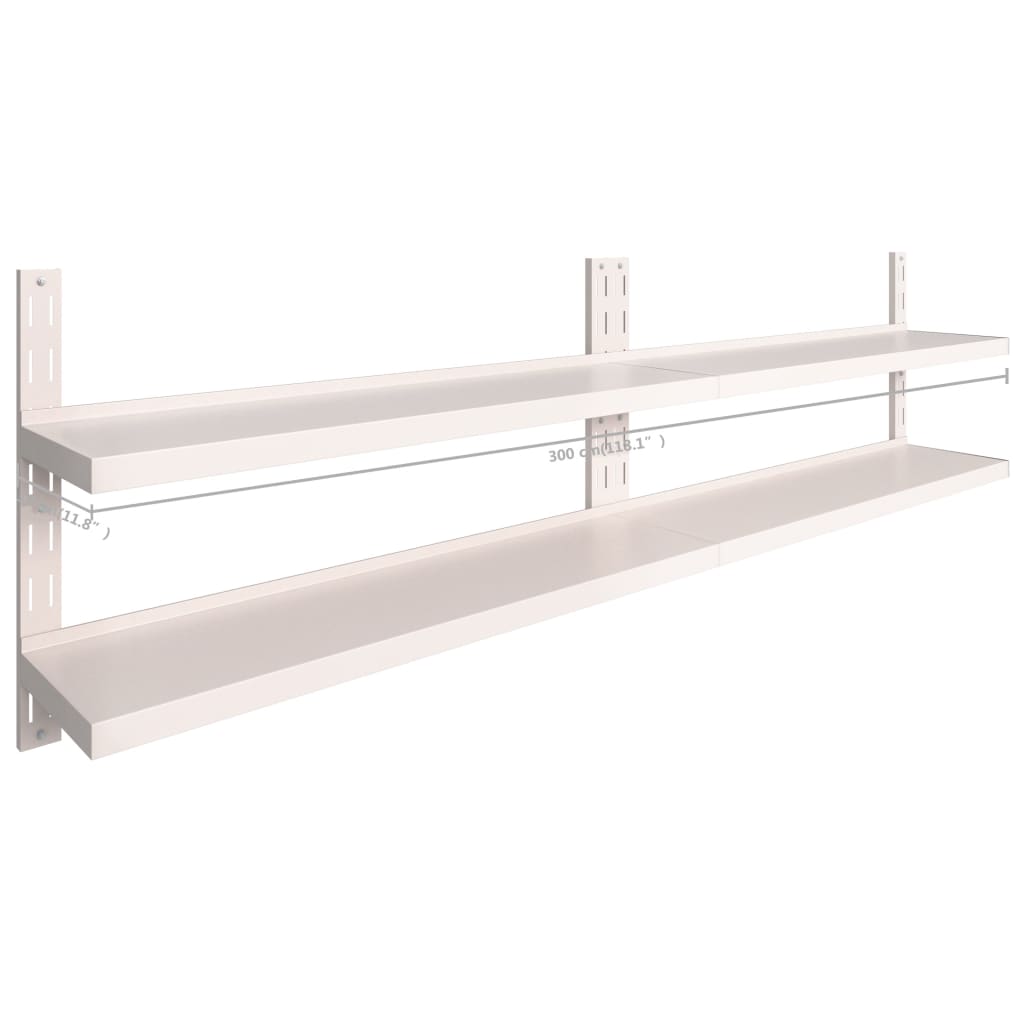 2-stufige Schwebende Wandregale 2 Stk. Edelstahl 300×30 cm - Pazzar.ch