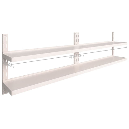 2-stufige Schwebende Wandregale 2 Stk. Edelstahl 300×30 cm - Pazzar.ch