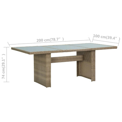 Garten-Esstisch Braun 200x100x74 cm Glas und Poly Rattan - Pazzar.ch