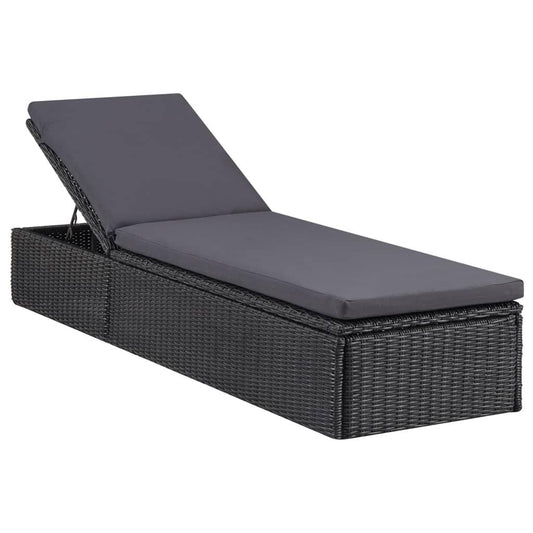 Sonnenliege Poly Rattan Schwarz und Dunkelgrau - Pazzar.ch
