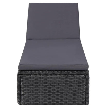 Sonnenliege Poly Rattan Schwarz und Dunkelgrau - Pazzar.ch