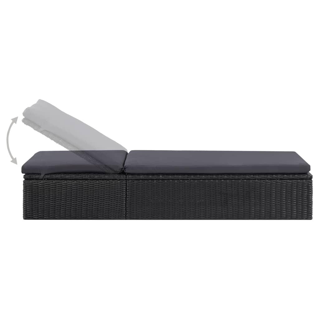 Sonnenliege Poly Rattan Schwarz und Dunkelgrau - Pazzar.ch