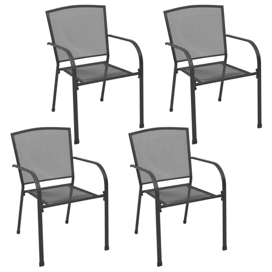 Gartenstühle 4 Stk. Mesh-Design Anthrazit Stahl - Pazzar.ch
